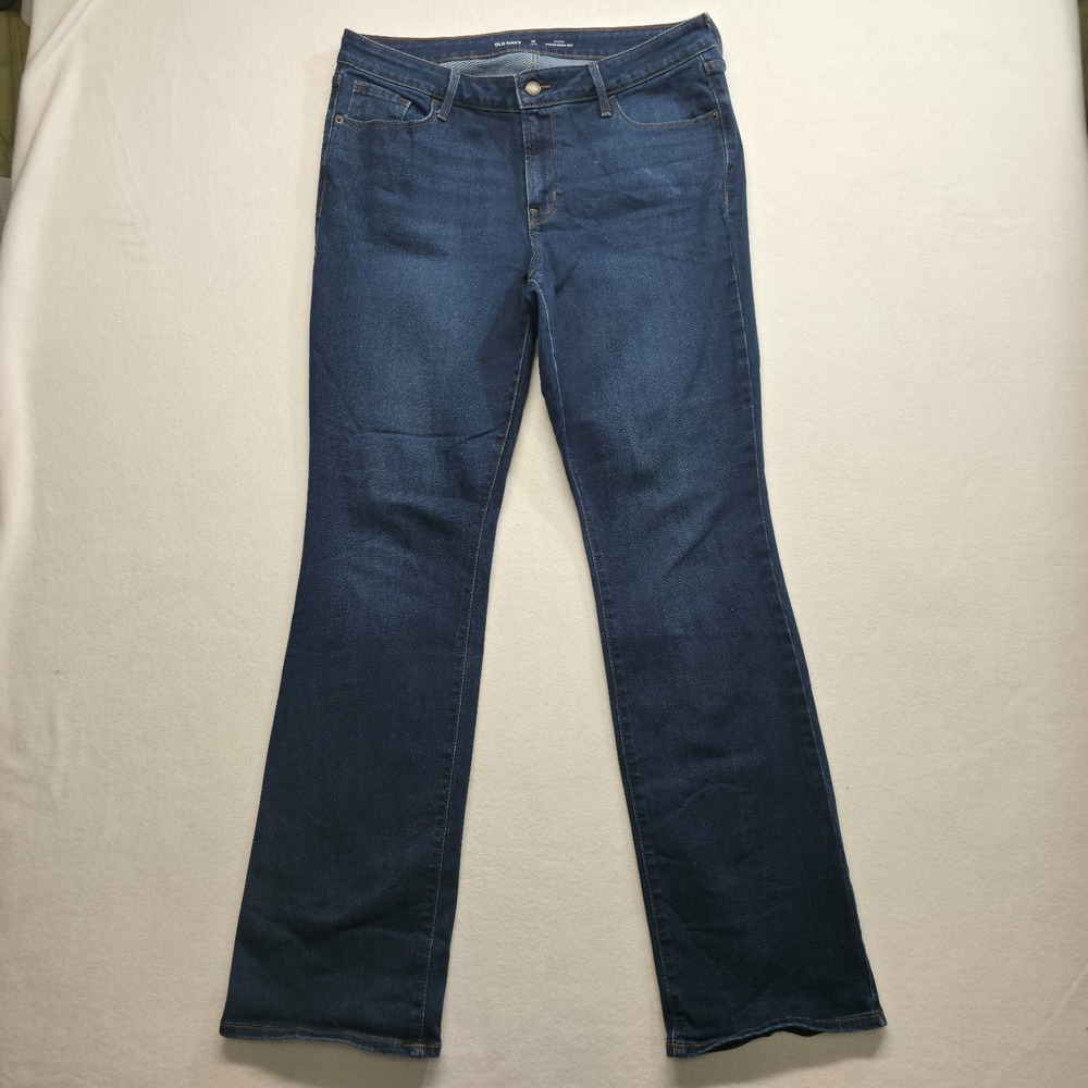 Old Navy Women's Mid-Rise Kicker Boot-Cut‎ Denim Blue Jeans Size 14 Long (32X33)